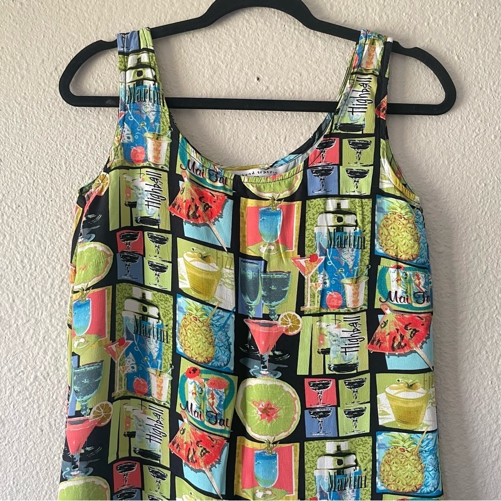 Vintage Weekend Traffic Midi Cut Slip Dress Women’s M Colorful Vacation Resort